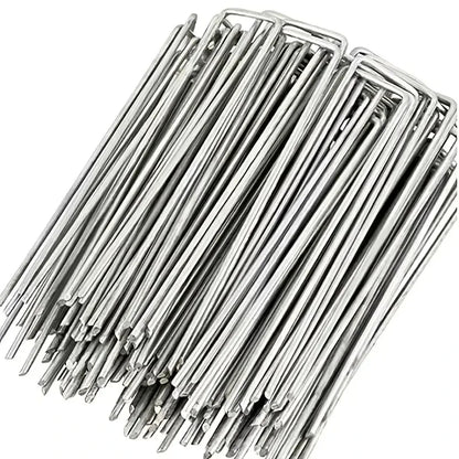100pcs Landscape Staples, U-Shaped Garden Pins Garden Stakes Staples, Heavy Duty Yard Lawn Tent Stakes Securing Pegs For Weed Ba