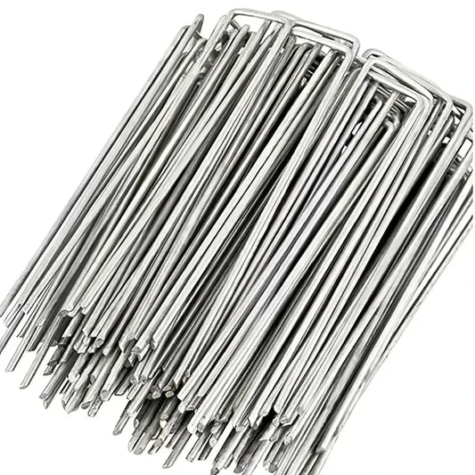 100pcs Landscape Staples, U-Shaped Garden Pins Garden Stakes Staples, Heavy Duty Yard Lawn Tent Stakes Securing Pegs For Weed Ba